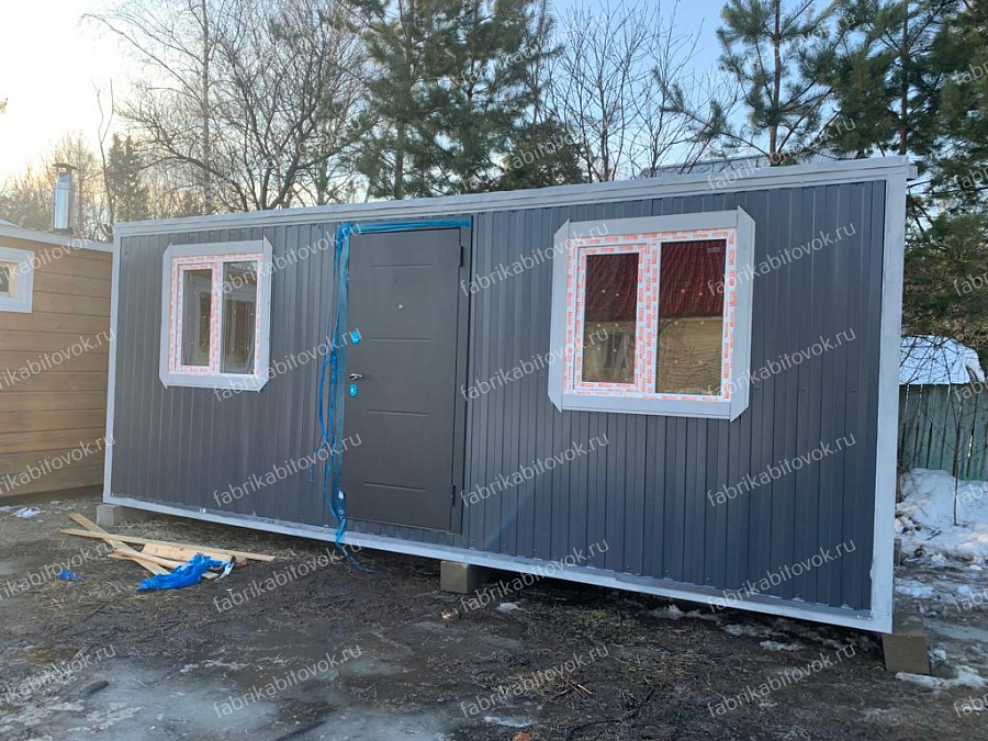 Фото Блок-контейнер Металлический БК-26 Вагонка 6х2.4 RAL 7024 (АРЕНДА 1МЕС) №1