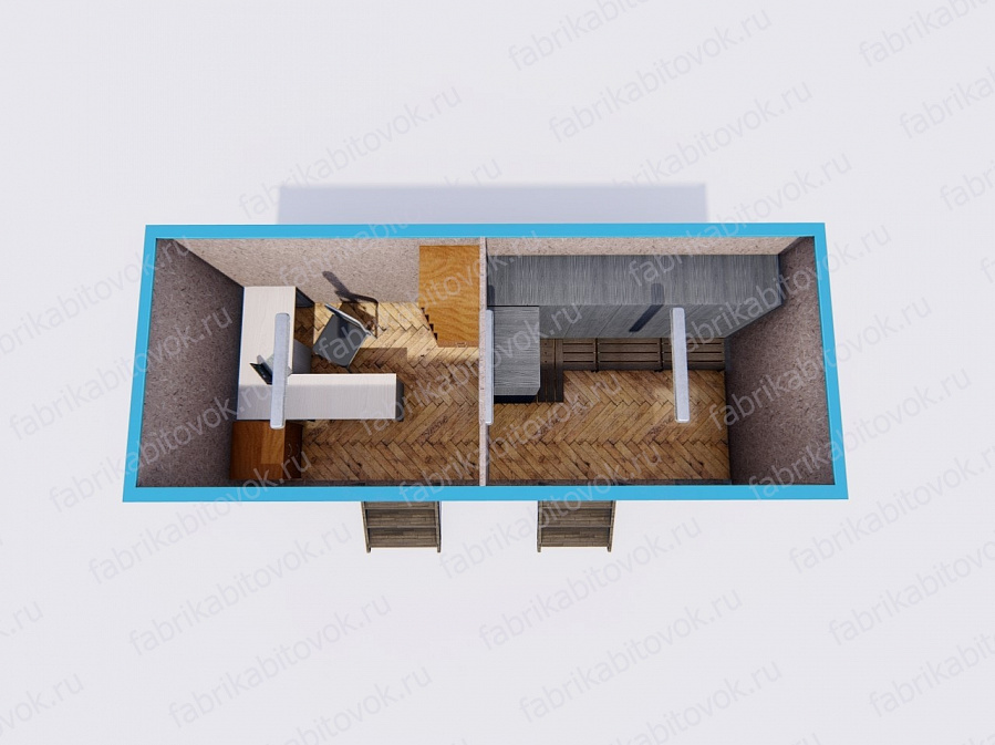 Фото Блок-контейнер БК-07 6х2.4 ДВП/Оргалит с двумя отдельными помещениями (АРЕНДА 1МЕС) №5